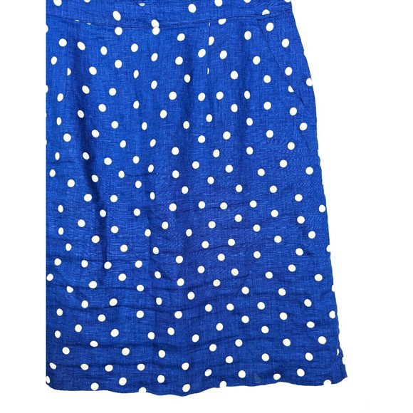 Boden Rae 100% Linen Polka Dot Sheath Dress Size 8 Long Sleeveless Retro Midi - Picture 6 of 10